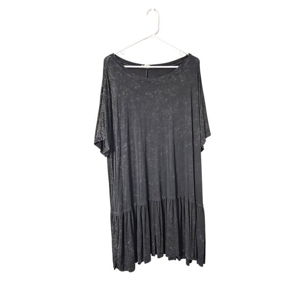 Easel Ruffle Hem Tunic Dress Plus Size 3X Casual Knit Gray Mineral Wash - Picture 1 of 4